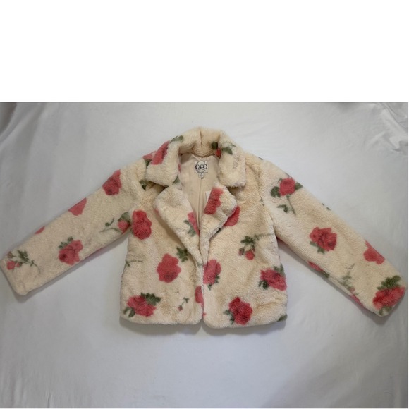 CATO Fashions - Morning Bouquet Soft Faux Fur Ivory with Roses Coat NWT - Picture 7 of 8